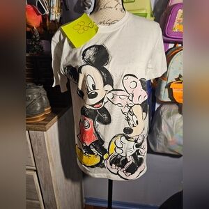 Disney Mickey Mouse And Minnie White T Shirt Size XSmall